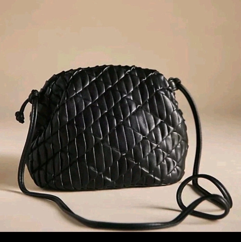 Melie Bianco Anthropolgie Black Ava Small Vegan Leather Crossbody Bag